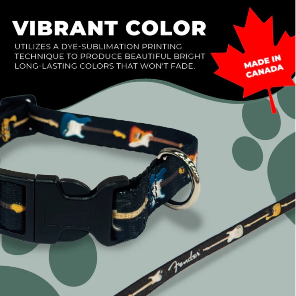Medium-Perri's Pet Products Dog Collars FENDER GUITARS ADJUSTABLE DOG COLLAR
